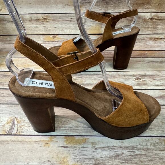 Steve Madden Womens Brown Suede Leather Lulla Open Toe Plat Form Sandals 11 - Picture 5 of 9